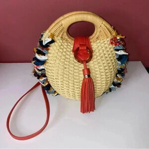 Sam Edelman Pomona Straw Basket W Raffia Handbags